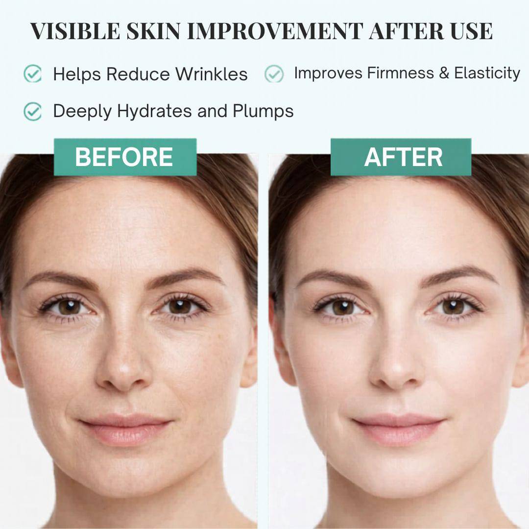 Rejuvera Peptide Collagen Essence serum in a clear glass bottle with dropper, showcasing its smooth, light-colored liquid.